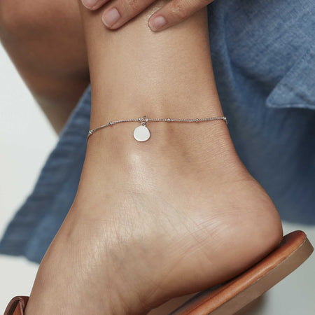 Mini Disc Initial Anklet Gold